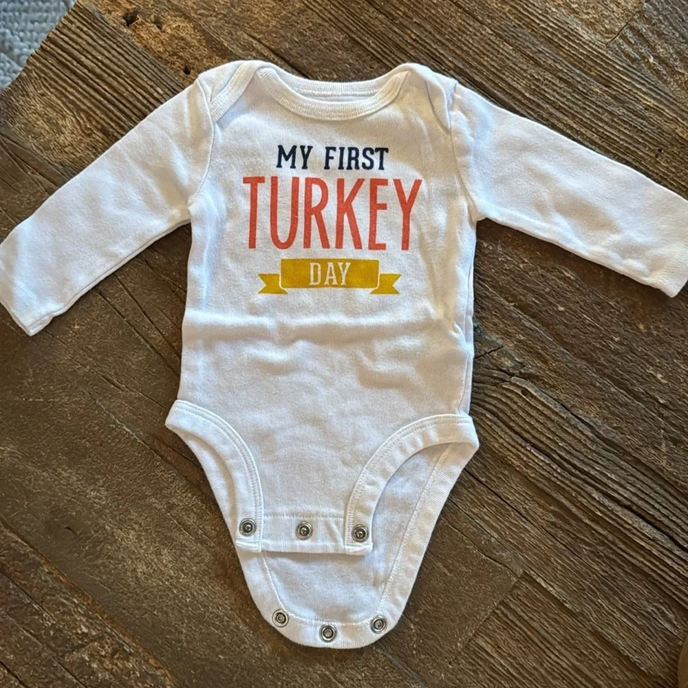 Carters “My First Turkey Day” Onesie and booties